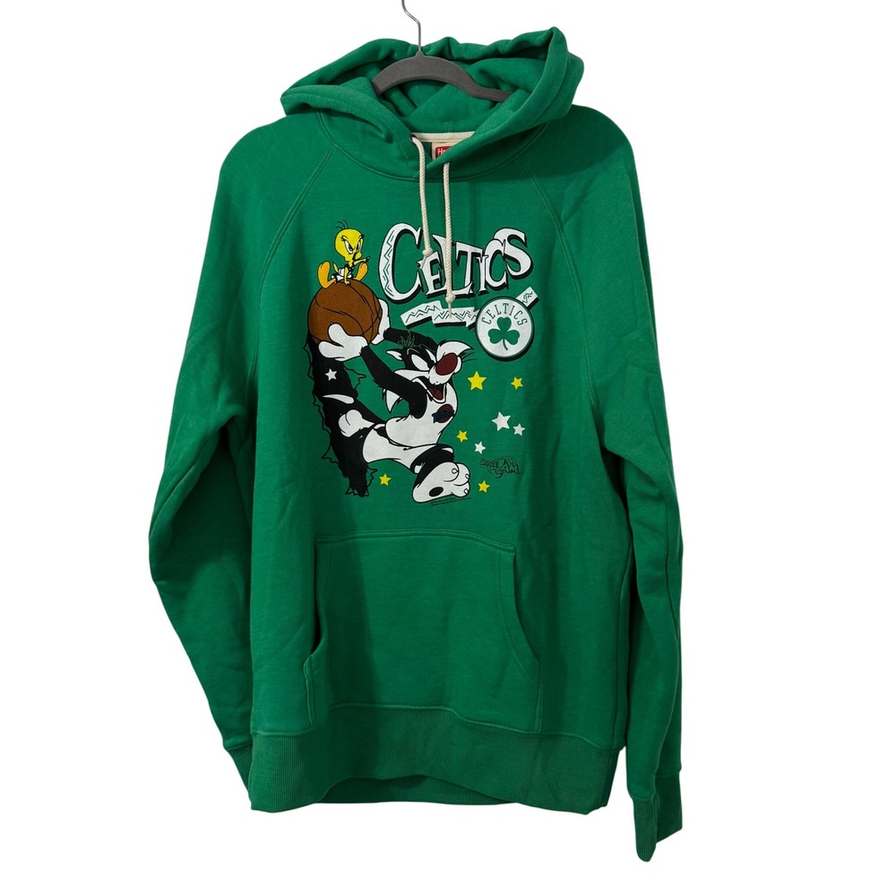 Homage Space Jam Looney Tunes Celtics Sylvester Tweety Green‎ Hoodie Mens L